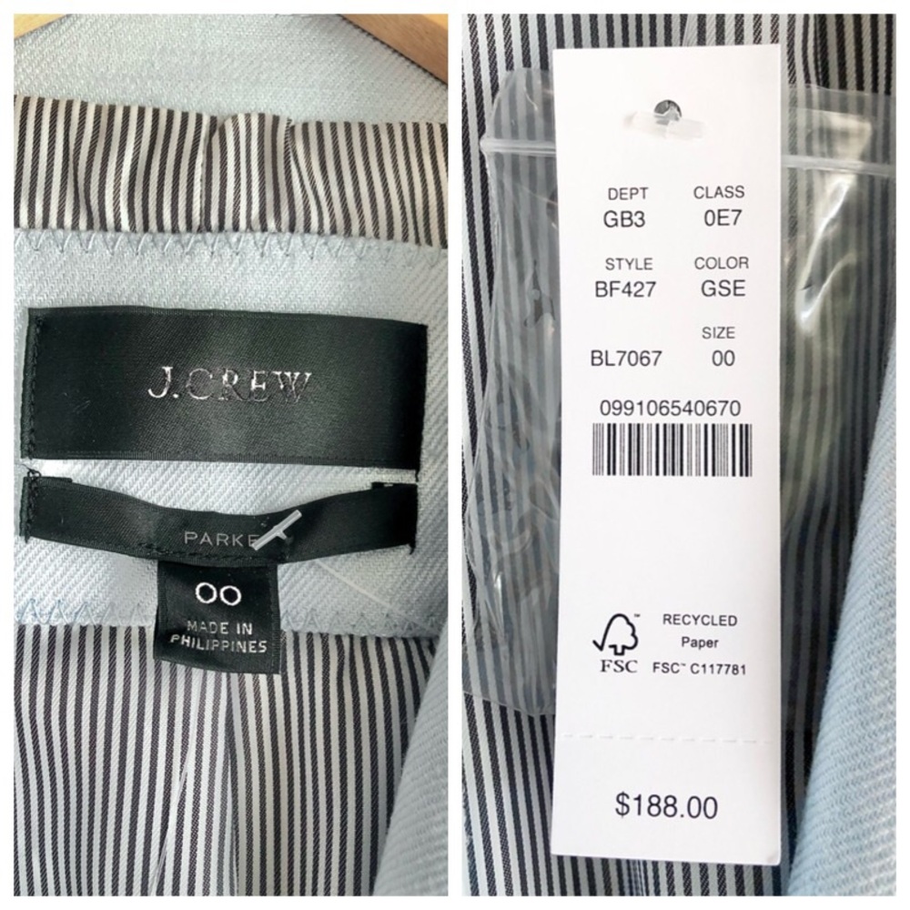 J.Crew Parke Blazer stretch linen blend light blue powder 50s pastel - Picture 3 of 7